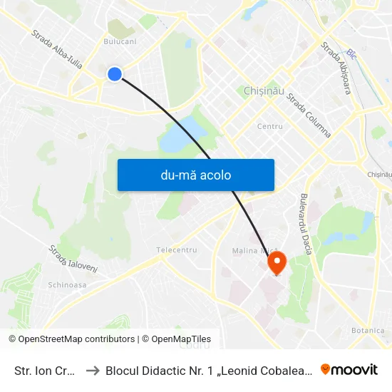 Harta de Str. Ion Creangă către Blocul Didactic Nr. 1 „Leonid Cobaleanschi” - Usmf