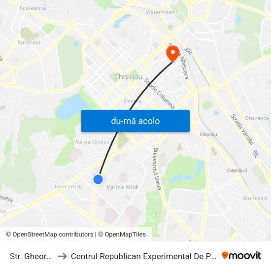 Harta de Str. Gheorghe Asachi către Centrul Republican Experimental De Protezare, Ortopedie Și Reabilitare