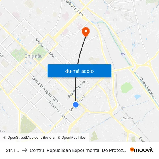 Harta de Str. Ismail către Centrul Republican Experimental De Protezare, Ortopedie Și Reabilitare
