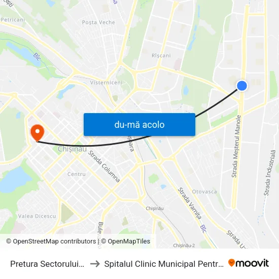 Harta de Pretura Sectorului Ciocana către Spitalul Clinic Municipal Pentru Copii Nr. 1