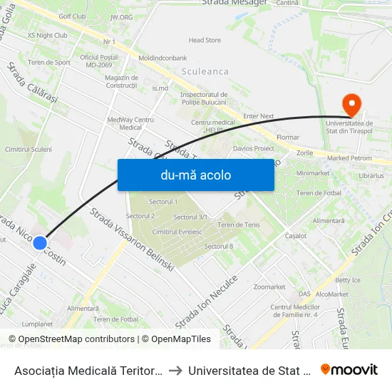 Harta de Asociația Medicală Teritorială Buiucani către Universitatea de Stat din Tiraspol