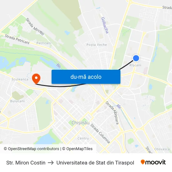 Harta de Str. Miron Costin către Universitatea de Stat din Tiraspol