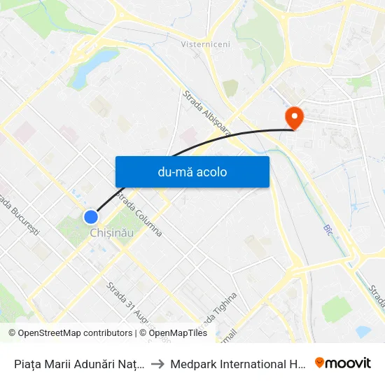 Harta de Piața Marii Adunări Naționale către Medpark International Hospital