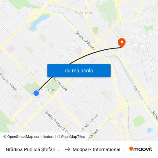 Harta de Grădina Publică Ștefan Cel Mare către Medpark International Hospital