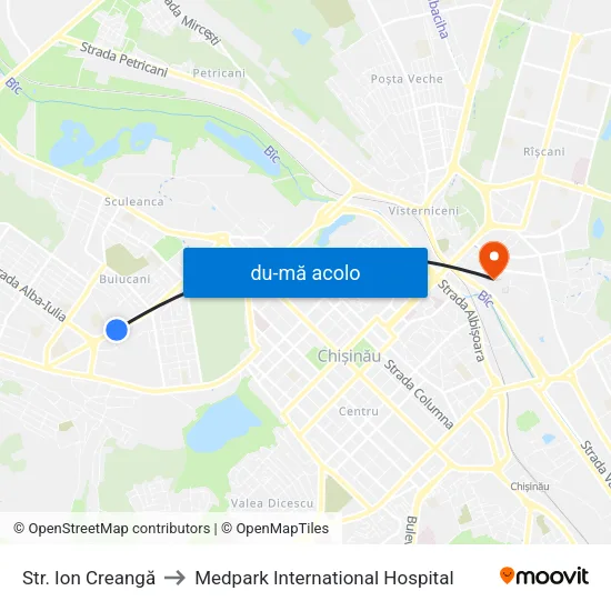 Harta de Str. Ion Creangă către Medpark International Hospital
