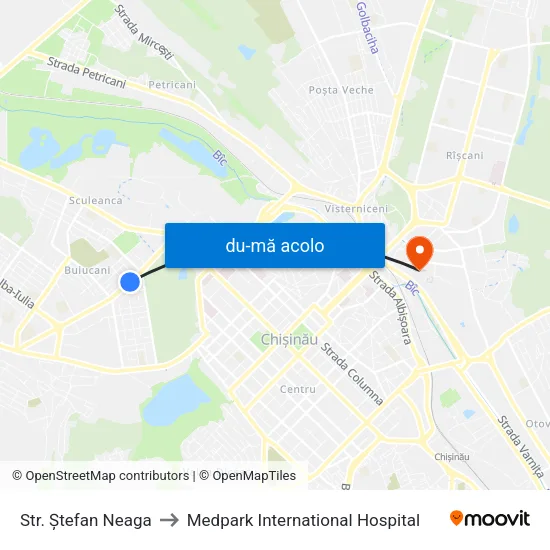 Harta de Str. Ștefan Neaga către Medpark International Hospital