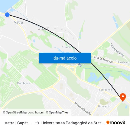 Harta de Vatra | Capăt De Linie către Universitatea Pedagogică de Stat „Ion Creangă”