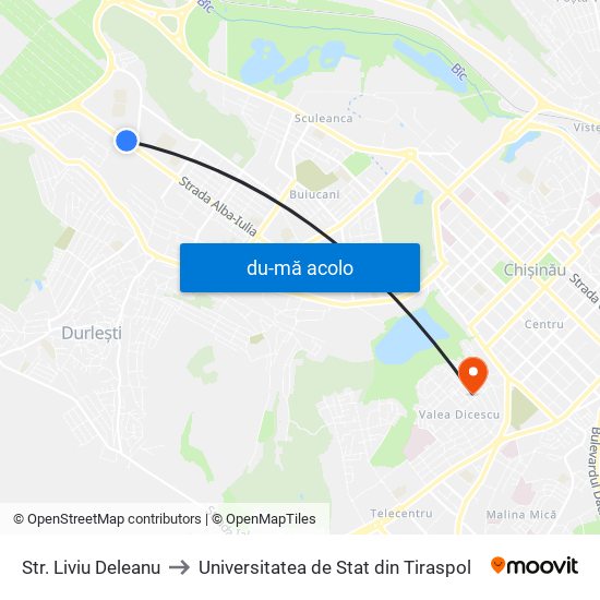 Harta de Str. Liviu Deleanu către Universitatea de Stat din Tiraspol