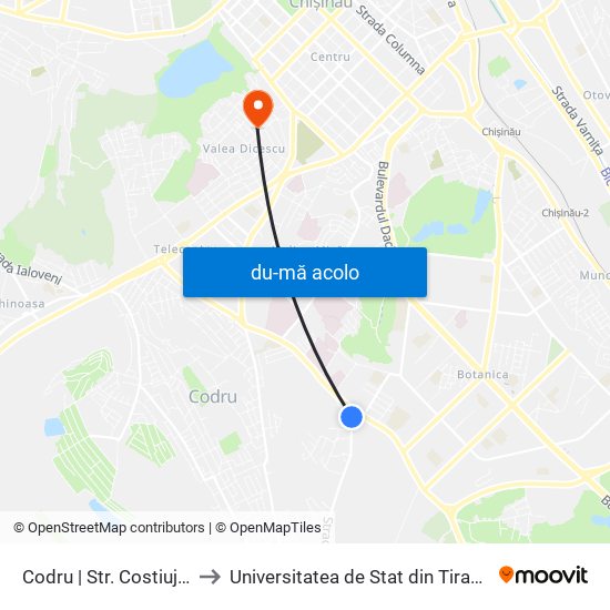 Harta de Codru | Str. Costiujeni către Universitatea de Stat din Tiraspol