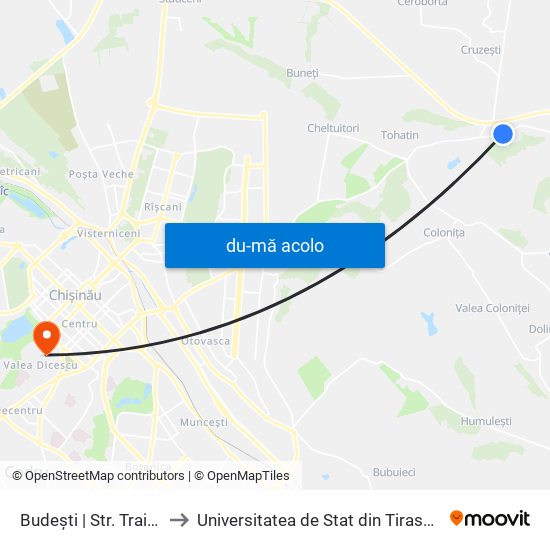 Harta de Budești | Str. Traian către Universitatea de Stat din Tiraspol