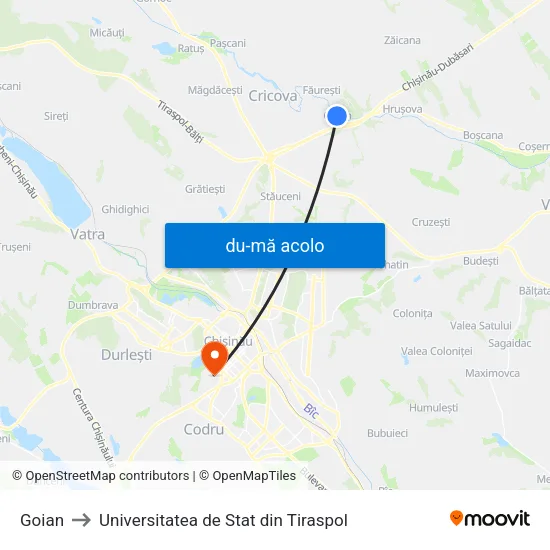 Harta de Goian către Universitatea de Stat din Tiraspol