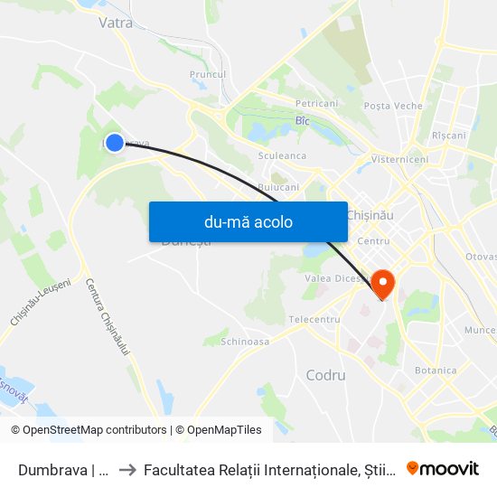 Harta de Dumbrava | Str. Drumul Vilelor către Facultatea Relații Internaționale, Științe Politice și Administrative (FRIȘPA) a USM