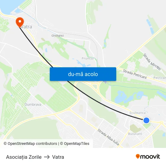 Harta de Asociația Zorile către Vatra