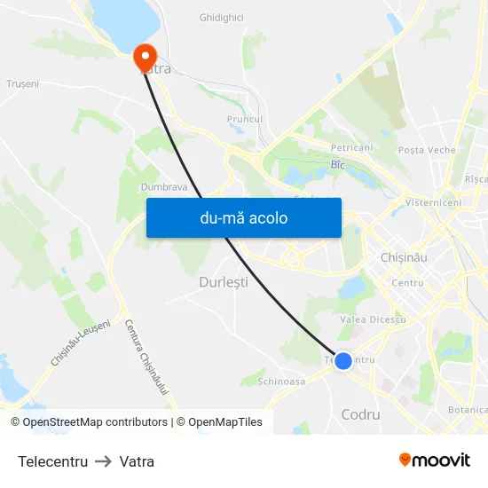 Harta de Telecentru către Vatra