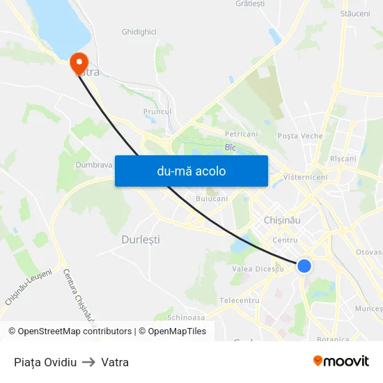 Harta de Piața Ovidiu către Vatra