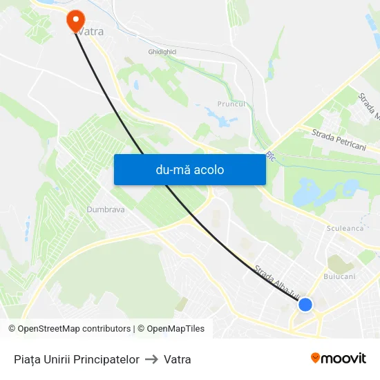 Harta de Piața Unirii Principatelor către Vatra