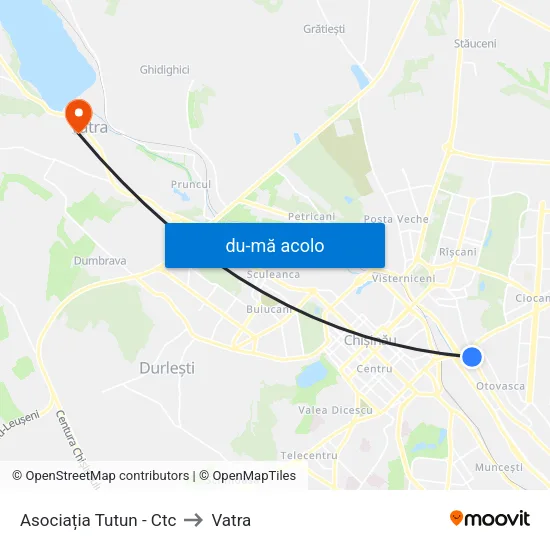 Harta de Asociația Tutun - Ctc către Vatra