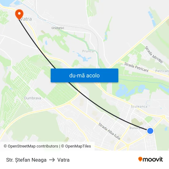 Harta de Str. Ștefan Neaga către Vatra