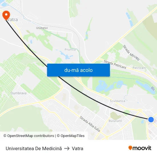 Harta de Universitatea De Medicină către Vatra