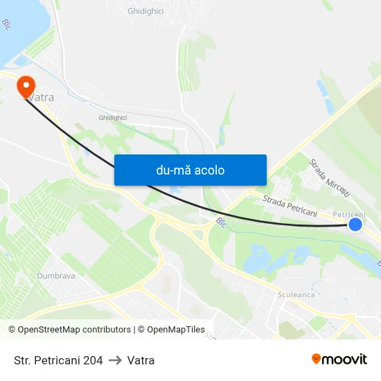 Harta de Str. Petricani 204 către Vatra