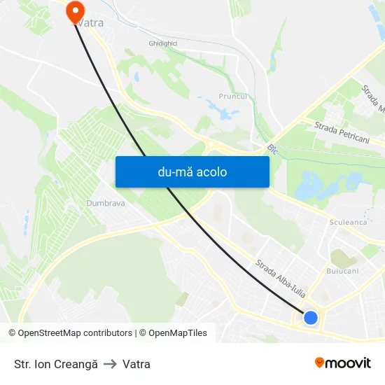 Harta de Str. Ion Creangă către Vatra