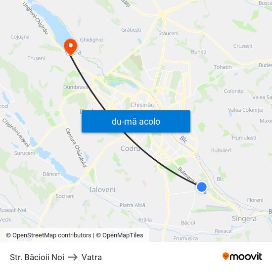 Harta de Str. Băcioii Noi către Vatra