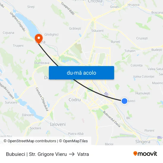 Harta de Bubuieci | Str. Grigore Vieru către Vatra