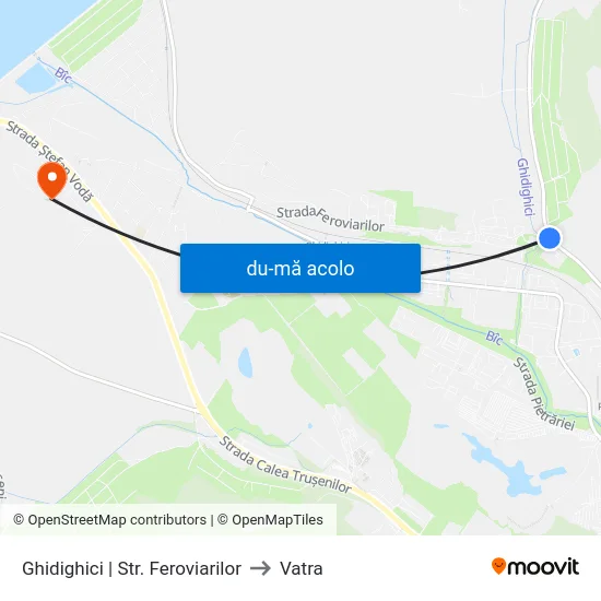Harta de Ghidighici | Str. Feroviarilor către Vatra