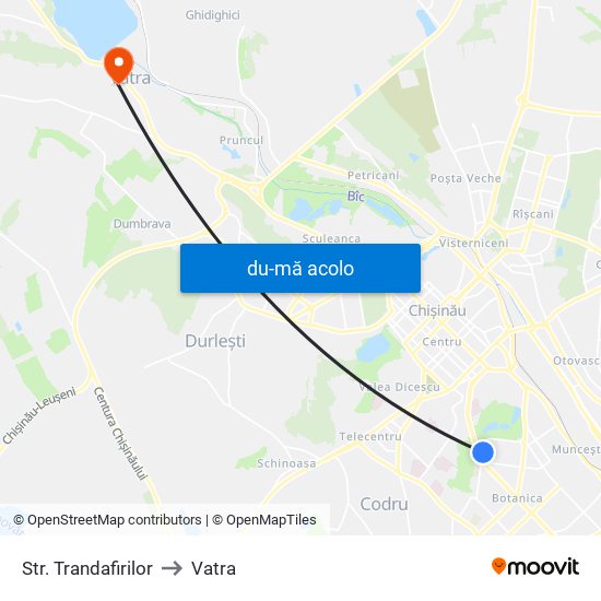 Harta de Str. Trandafirilor către Vatra