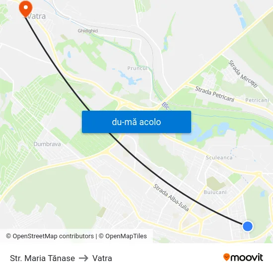 Harta de Str. Maria Tănase către Vatra