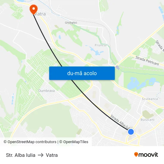 Harta de Str. Alba Iulia către Vatra
