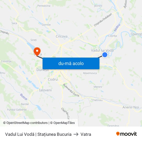 Harta de Vadul Lui Vodă | Stațiunea Bucuria către Vatra