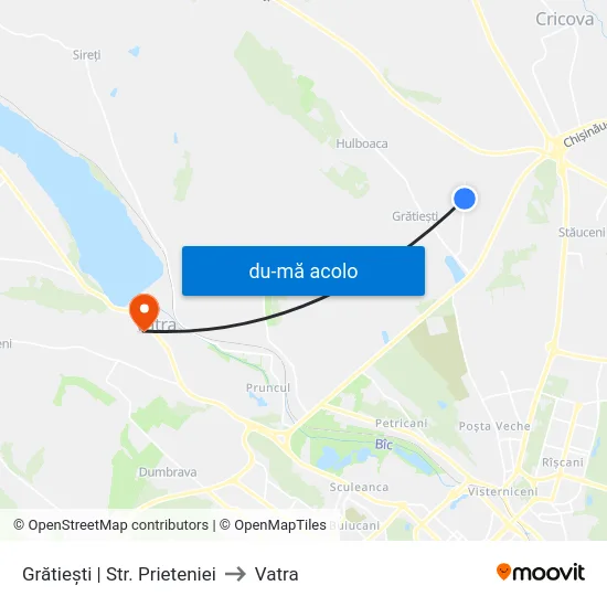 Harta de Grătiești | Str. Prieteniei către Vatra