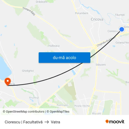 Harta de Ciorescu | Facultativă către Vatra