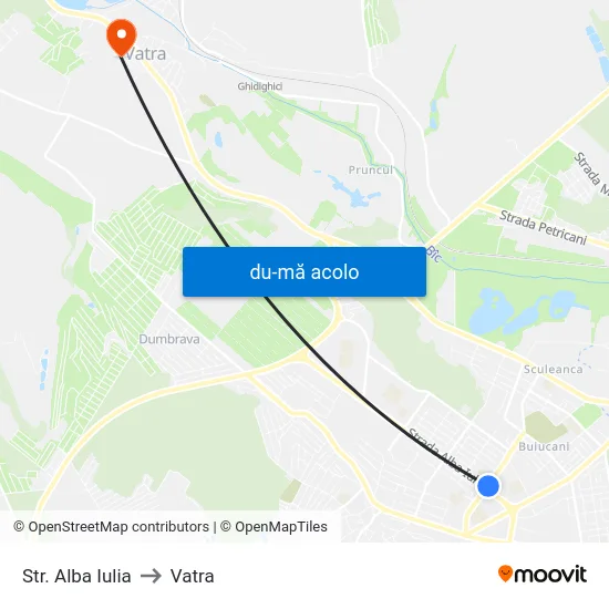 Harta de Str. Alba Iulia către Vatra