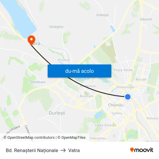 Harta de Bd. Renașterii Naționale către Vatra