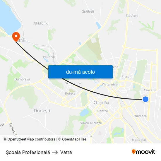 Harta de Școala Profesională către Vatra