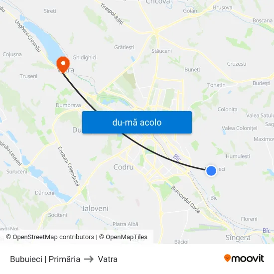 Harta de Bubuieci | Primăria către Vatra