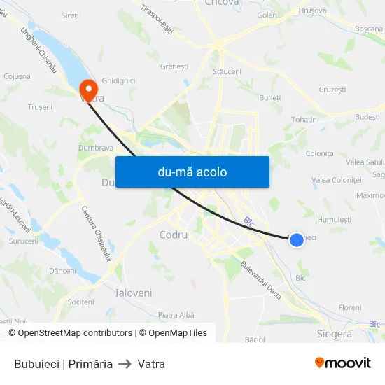 Harta de Bubuieci | Primăria către Vatra