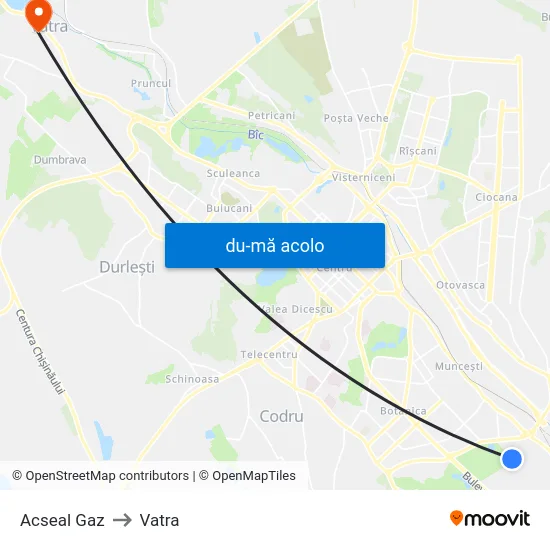 Harta de Acseal Gaz către Vatra