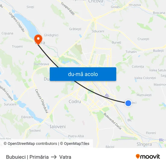 Harta de Bubuieci | Primăria către Vatra