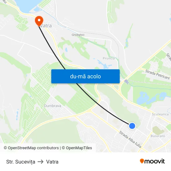 Harta de Str. Sucevița către Vatra
