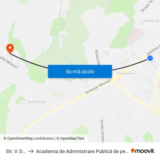 Harta de Str. V. Dokuceaev către Academia de Administrare Publică de pe lângă Președintele Republicii Moldova