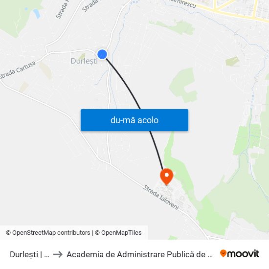 Harta de Durlești | Str. Bisericii către Academia de Administrare Publică de pe lângă Președintele Republicii Moldova