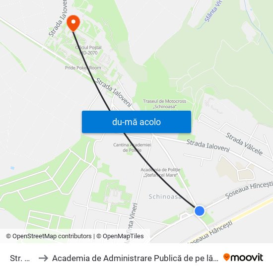 Harta de Str. Spicului către Academia de Administrare Publică de pe lângă Președintele Republicii Moldova