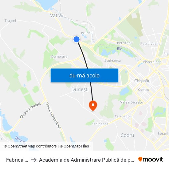 Harta de Fabrica De Mobilă către Academia de Administrare Publică de pe lângă Președintele Republicii Moldova