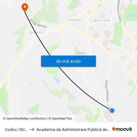 Harta de Codru | Str. Valea Apelor către Academia de Administrare Publică de pe lângă Președintele Republicii Moldova