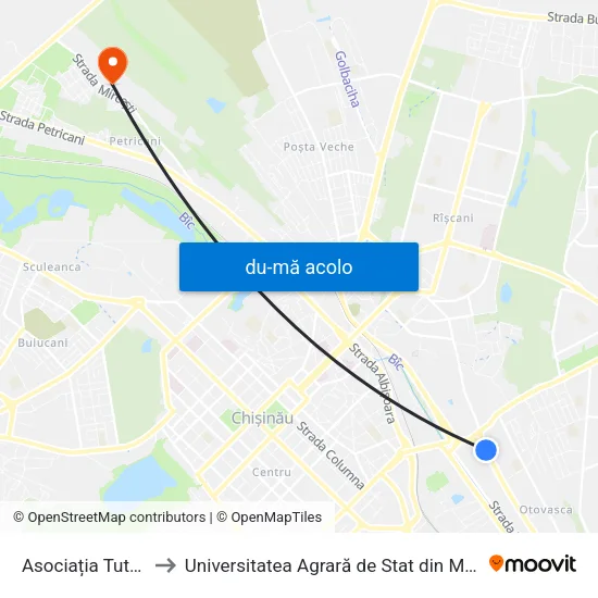 Harta de Asociația Tutun - Ctc către Universitatea Agrară de Stat din Moldova (UASM)