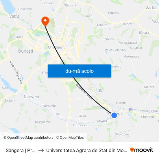 Harta de Sângera | Primăria către Universitatea Agrară de Stat din Moldova (UASM)