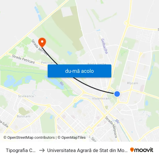 Harta de Tipografia Centrală către Universitatea Agrară de Stat din Moldova (UASM)